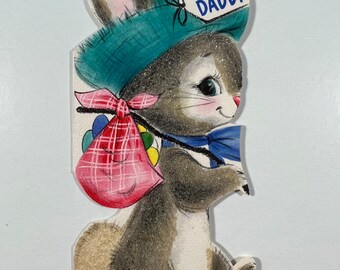 Vintage Bunny Hallmark Easter Greeting Card - Bunny Carrying Easter Eggs