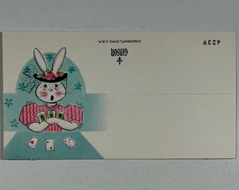 Vintage Gibson Bunny Place Card - Bunny Playing Card Game, Playing Cards