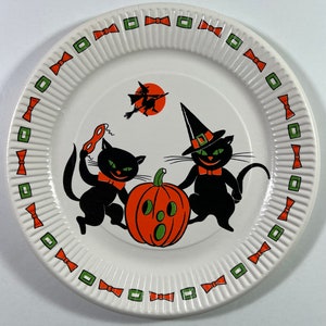 Vtg Lot Halloween Party Plates Napkins Ghost Cat Pumpkins