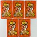 Lot de 5 cartes à jouer chat vintage - Chat siamois assis avec des fleurs