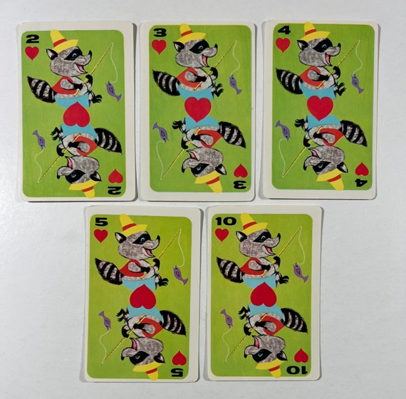 Vintage Set of 5 Raccoon Playing Cards Raccoons Fishing -  Canada