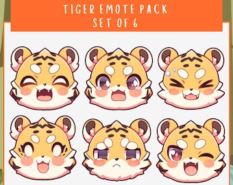 かわいいチビタイガー絵文字セット 6 個 | Twitch、Discord、YouTube | ストリーマー向けサブバッジ