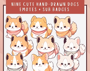 9 Kawaii Chibi Dog Emotes / Sub Badges | Twitch, Discord, and YouTube