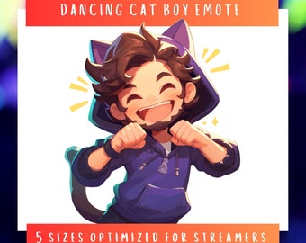 アニメーション化された踊る猫の男の子のエモート | かわいい Twitch、Discord、YouTube アラート