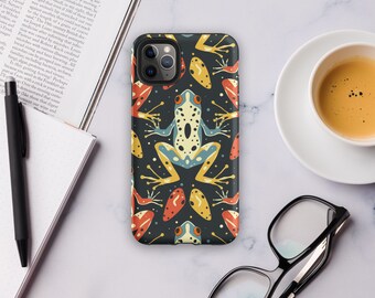 かわいいモダンなカエルの携帯電話ケース | | iPhone 15/14/13/12/11+ Pro Max Mini | 自然愛好家へのギフト