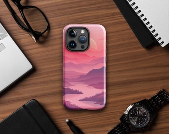 セリーン ピンクの風景電話ケース | | iPhone 15/14/13/12/11+ Pro Max Mini