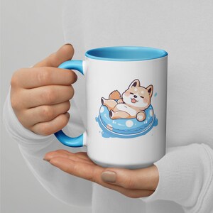 Linda taza de café de verano de perro en agua / 11 oz, 15 oz, 20 oz taza de viaje