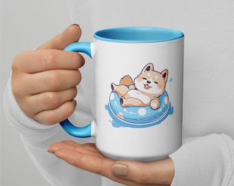 水の中の犬のかわいい夏用コーヒーマグ | 11オンス、15オンス、20オンスのトラベルマグ