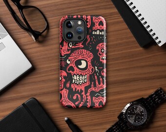 奇妙なにじみ出る顔の携帯電話ケース | iPhone 15/14/13/12/11+ Pro Max Mini | Weirdcore Gifts