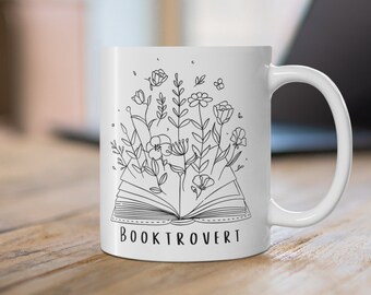 Booktrovert Floral Book Coffee Mug, Funny Floral Book Coffee Mug, Funny Flower Book Mug, Gift for Book Lover Coffee Mug, Garden Coffee Mug