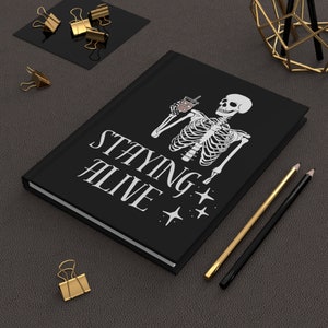 Funny Halloween Skeleton Hardcover Matte Journal Notebook, Cute Halloween Journal Notebook, Cute Skeleton Journal Notebook