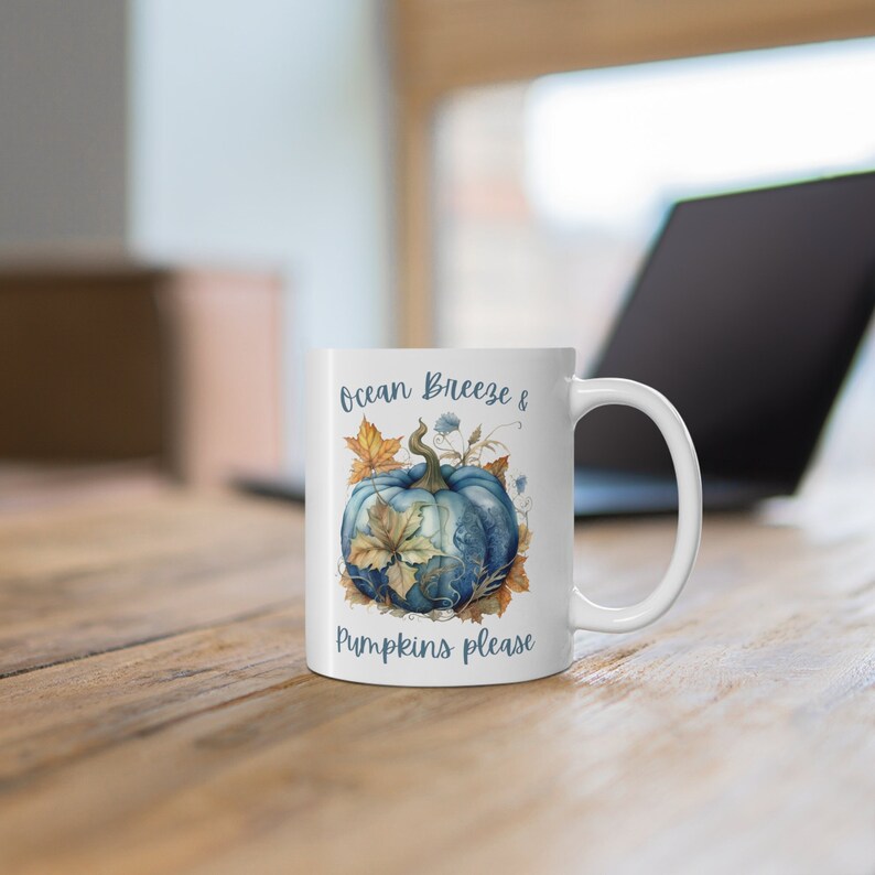 Blue Pumpkin Fall Coffee Mug Blue Pumpkin Autumn Coffee Mug image 1