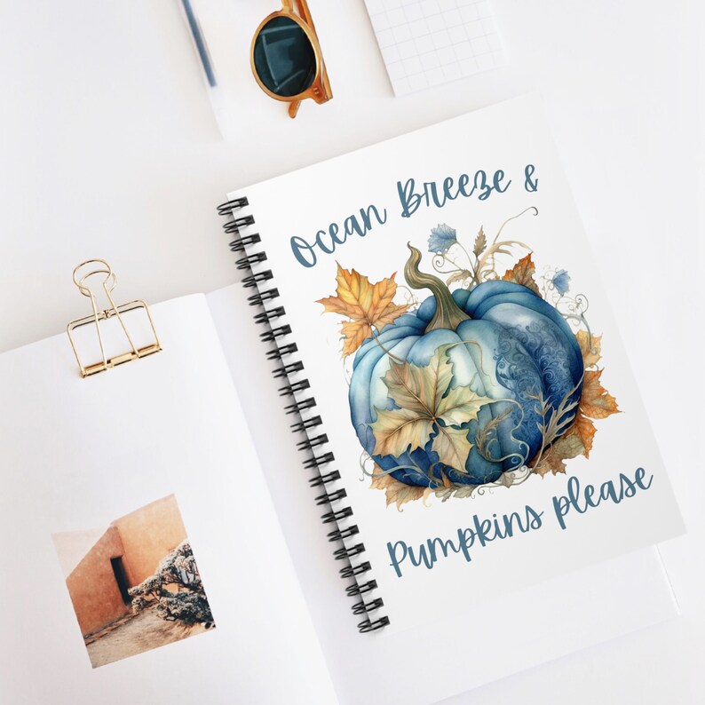 Blue Pumpkin Fall Spiral Notebook Blue Pumpkin Autumn Spiral image 5