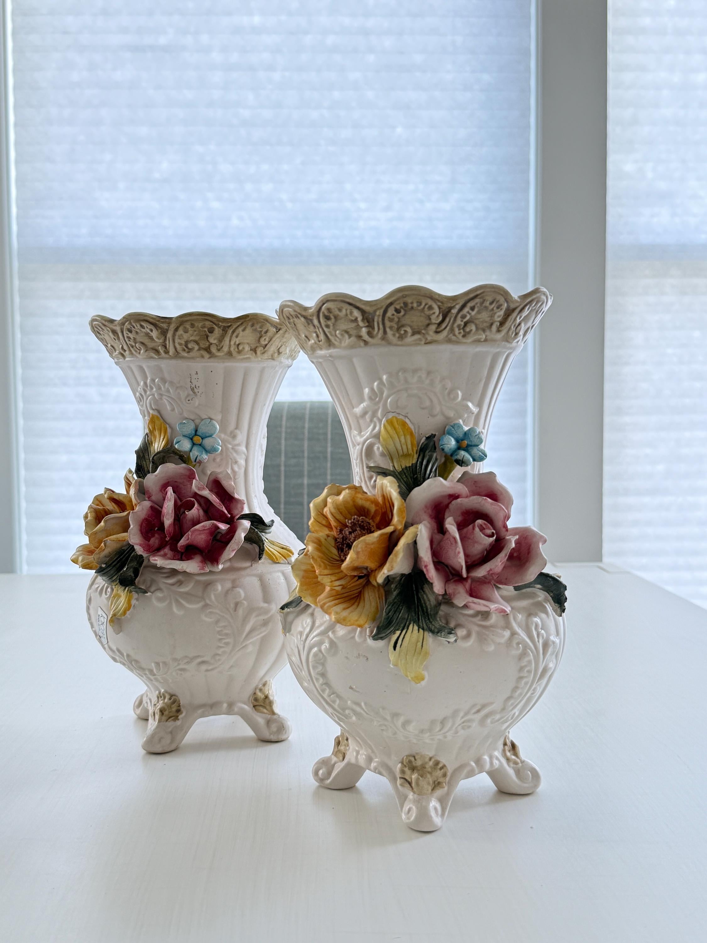 Vintage Italian Made Porcelain Vases - Etsy