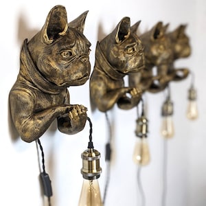 French Bulldog Wall Light – Cute Dog Head Lamp, Pet Lover Room Decor, Unique Night Light, Animal-Themed Wall Sconce. 3D printed.