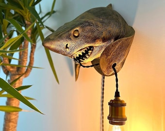 Shark Lover Gift, Wall Sconce Light, Animal Wall Light, Shark, Unique Wall Light, Animal Lover Wall Sconce, Gift for Shark Lover