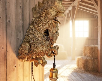 Rooster Wall Sconce: Farmhouse Style Chicken Lamp