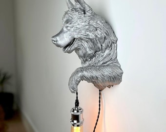 Alaskan Malamute Wall Sconce: Unique Animal Lamp