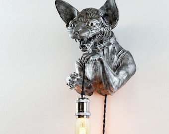 Sphynx Cat Wall Lamp: Unique Home Decor Light Sconce