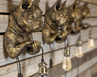 3D Printed French Bulldog Wall Light: Pet Lover Decor