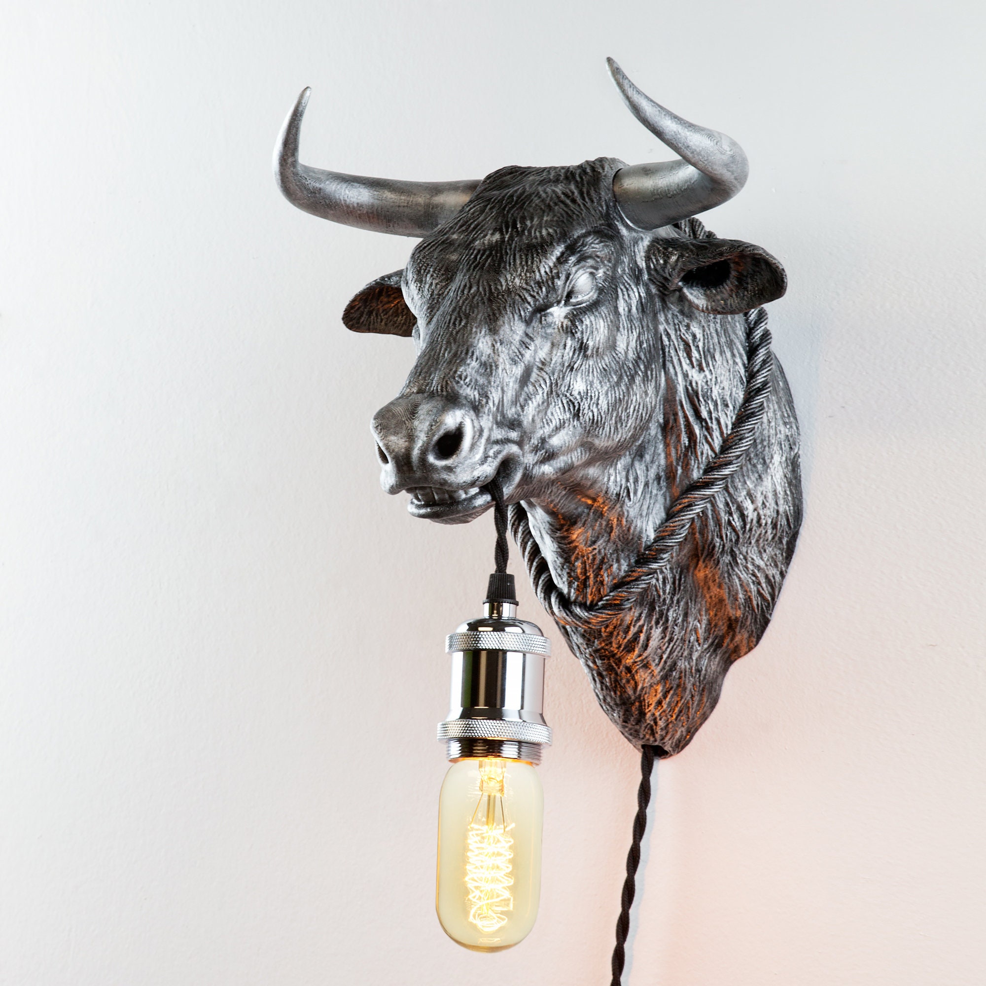 Bull Head Wall Decor Farm Style Home Decor Light Bull Lover Etsy