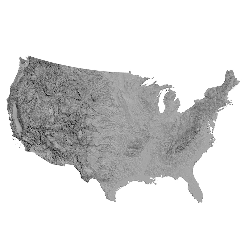 3D USA Topographic Map STL File: High-detail Terrain Model (digital ...