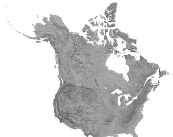 3D USA Canada Topographic Map STL Model (Digital Download)