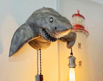 Handmade Shark Wall Sconce: Ocean Lover Gift, Corded/Hardwired