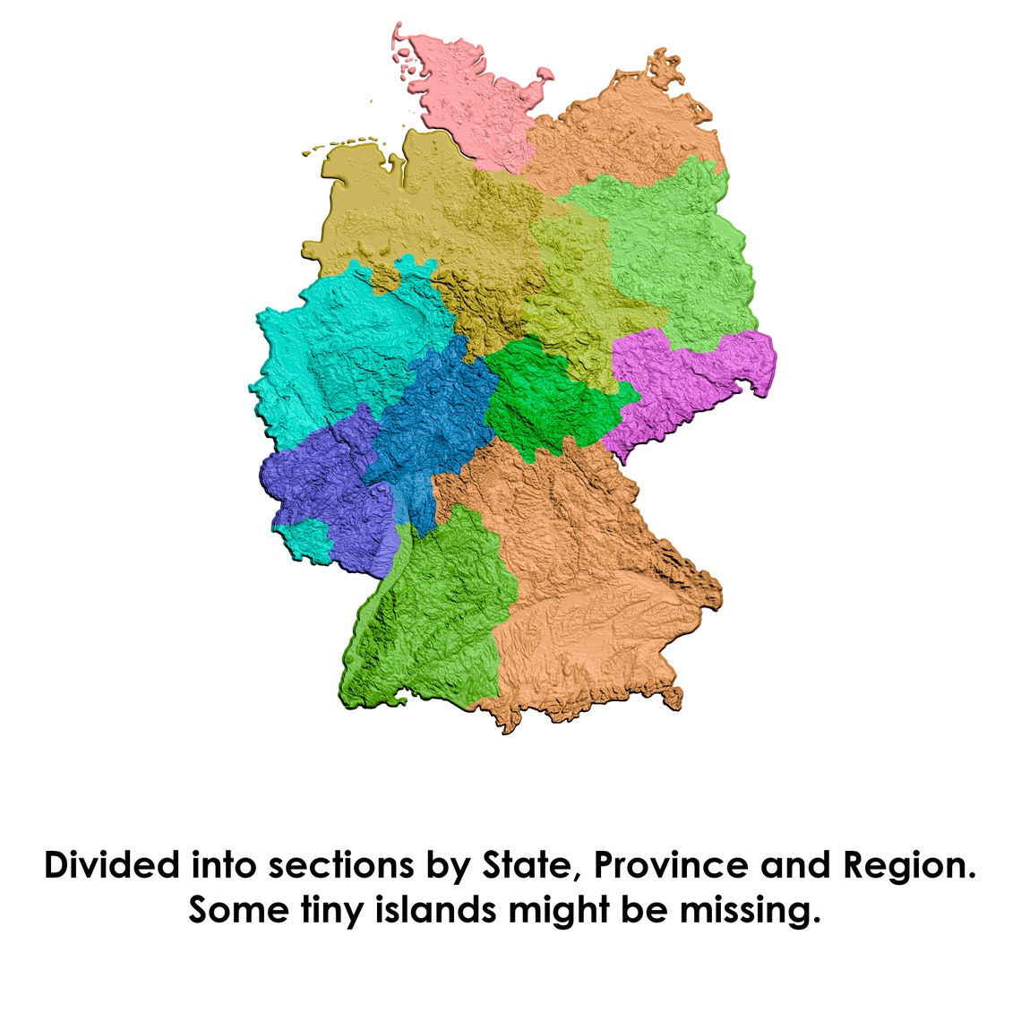 Germany Map Topographic Map of Germany Deutschland Etsy