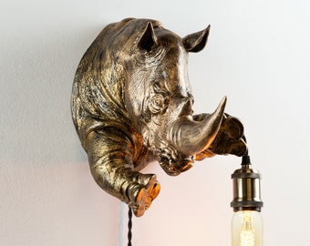 Rhinoceros Wall Lamp: Animal Decor for Living Room