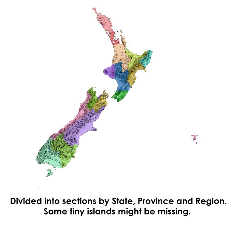 New Zealand Map Topographic Map of New Zealand Relief Map of Etsy