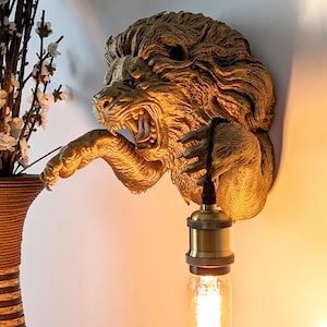 Lion Lover Gift, Wall Light, Sconce, Wildcat Decoration, Lion Wall Lamp, Handmade Lamp