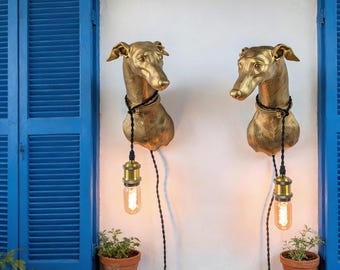 Greyhound Sconce: Dog Lover Wall Light, Animal Art
