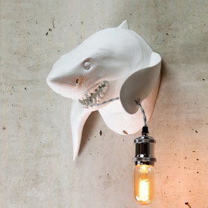Shark Lover Gift Shark Wall Mount Best Gifts For Her Christmas White Wall Sconce Sea Lover Gift Unforgettable Gift Unique Decor Objects image 1