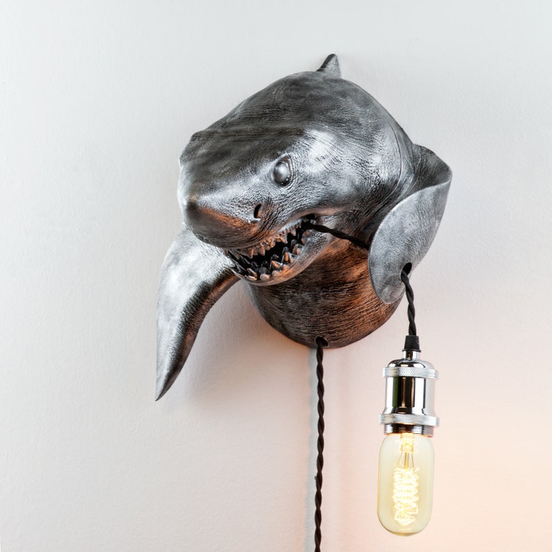 Shark Lover Gift Shark Wall Mount Best Gifts For Her Christmas White Wall Sconce Sea Lover Gift Unforgettable Gift Unique Decor Objects image 5