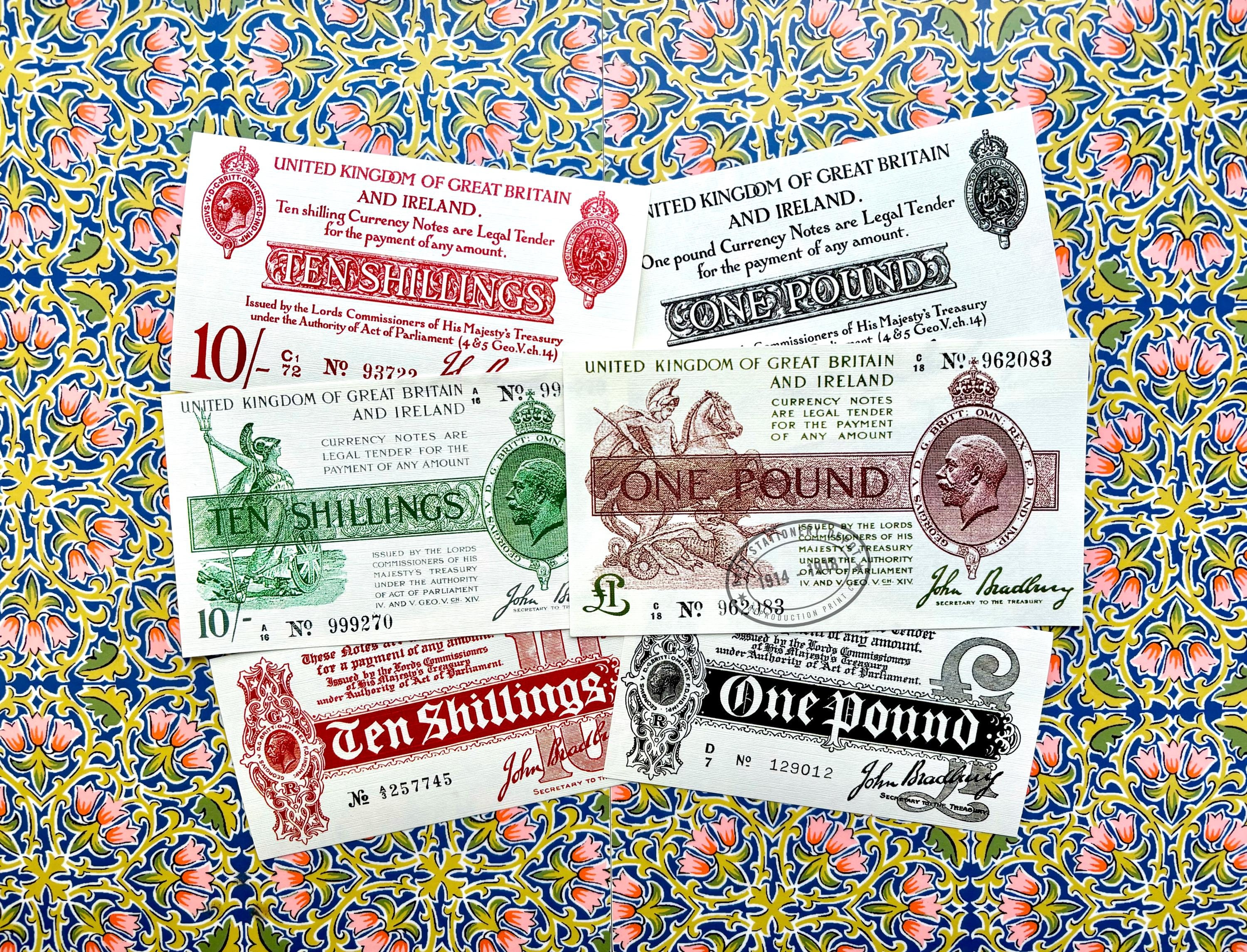 WW1 British Banknote Set - Quality Great War Pound Note Reproductions