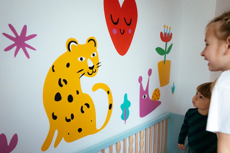 Colorful Shapes and animals Wall Decal for Kids and Nursery, XL Kids Wall sticker set. image 7