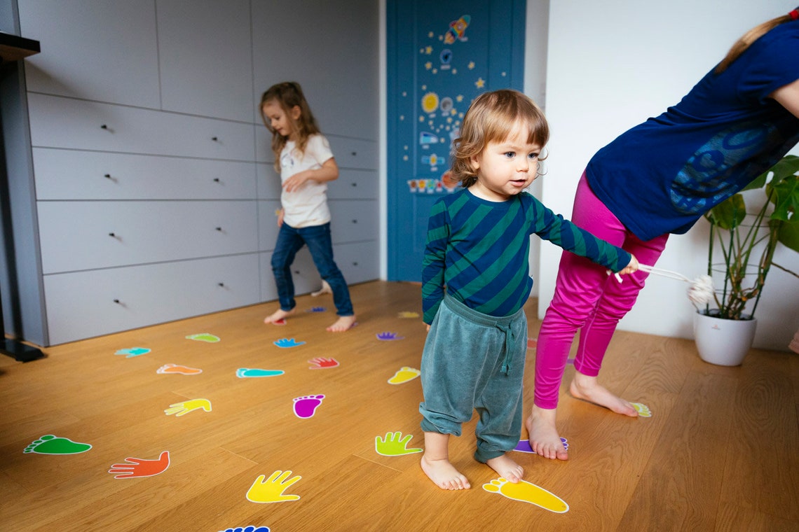 SENSORS Floor Path. Jumping Game Stickers. Removable. Hand and Foot ...