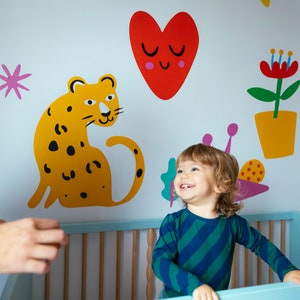 Colorful Shapes and animals Wall Decal for Kids and Nursery, XL Kids Wall sticker set. image 1