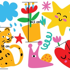 Colorful Shapes and animals Wall Decal for Kids and Nursery, XL Kids Wall sticker set. image 10