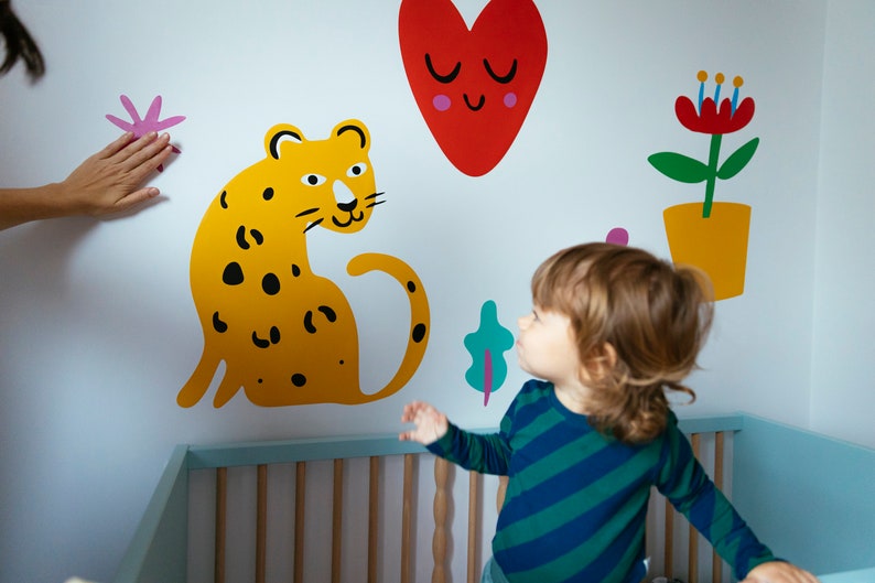 Colorful Shapes and animals Wall Decal for Kids and Nursery, XL Kids Wall sticker set. image 5