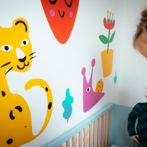 Colorful Shapes and animals Wall Decal for Kids and Nursery, XL Kids Wall sticker set. image 2