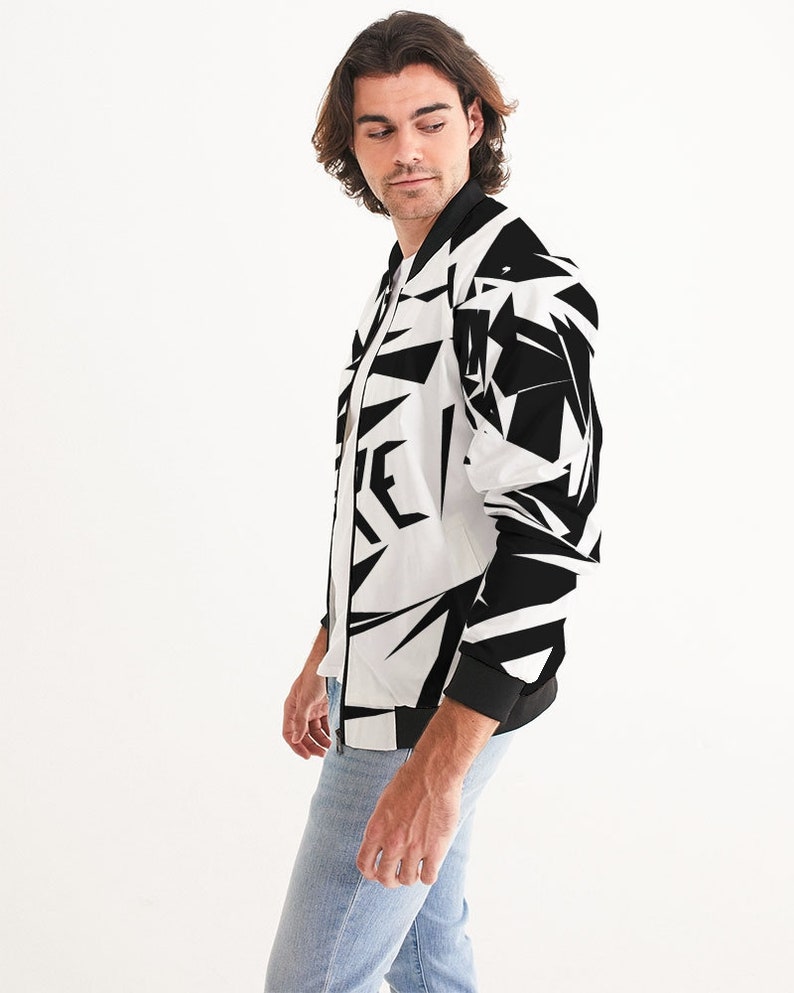 Men's Bomber Jacket Sharp Black and White Bomber Jacket Etsy