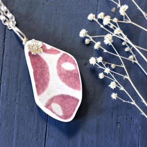 Red Sea Pottery Pendant, Sterling Silver Necklace, Coastal Scottish Jewellery