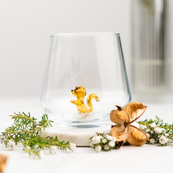 Cute Squirrel Drinking Glass, Water Glass, Water Cup, Handmade Animal Figure, Squirrel, Design Glasses, Perfect Gift, Cute Glass