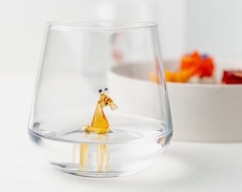 Cute Giraffe Drinking Glass, Water Glass, Water Cup, Handmade Animal Figure, Design Glasses, Perfect Gift, Giraffe, Cute Glass, Glassware