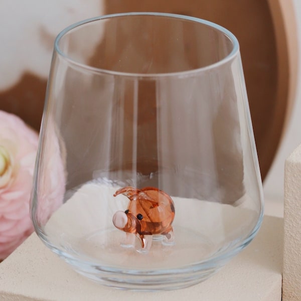 Pig Figurine Drinking Glass – Handmade Murano Glass Charm