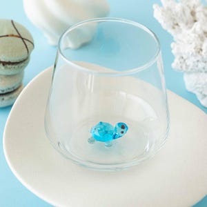 Blue Turtle Figurine Glass – Handmade Animal Glassware | Cute Sea Turtle Gift
