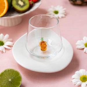 Pineapple Figurine Glass – Handmade Tropical Fruit Glass Cup | Cute Summer Drinkware Gift