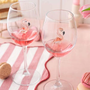 Flamingo Stem Wine Glass – Handmade Whimsical Glassware | Unique Pink Bird Wine Cup | Fun Gift for Flamingo Lovers & Tropical Decor